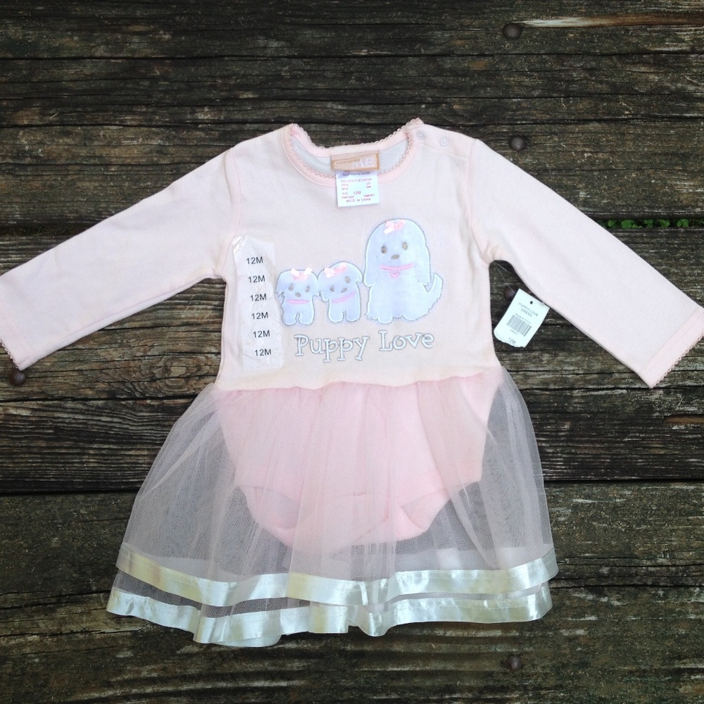 Love Being Me "Puppy Love" Pink Tulle Dress 12 M